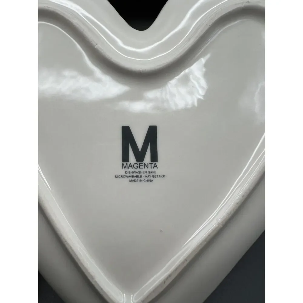Rae Dunn Love “Amour” Valentine’s Heart Plate Pottery Artisan Collection Big M